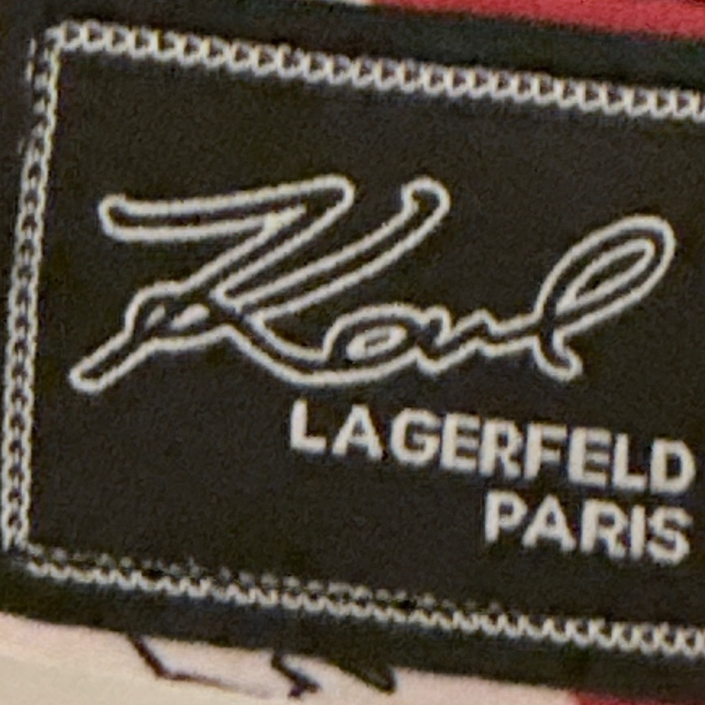 Karl Lagerfeld Paris - Long Sleeve Button Front Red White Logo NWOT Sz XS FG - Picture 5 of 11